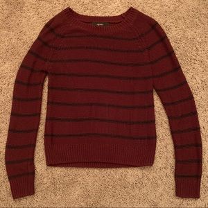 Forever 21 Burgundy/Maroon Striped Sweater